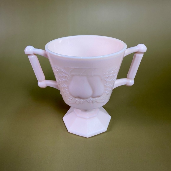 Jeannette Shell Pink Milk Glass Sugar & Creamer | BALT Pear Pattern - Picture 10 of 16